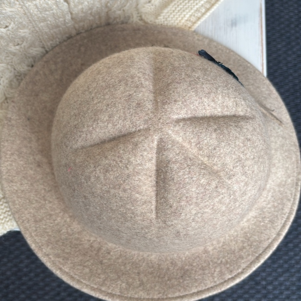 Vintage Bollman & Co. 100% Wool Wide Brim Hat Brown Feathered Made in USA - Picture 6 of 10